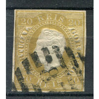 Португалия - 1866/67г. - король Луиш I, 20 R - 1 марка - гашёная. Без МЦ!