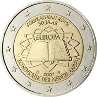 2 евро Нидерланды 2007 50 лет подписания Римского договора UNC из ролла