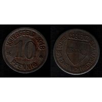 Германия f80.1 (Кобленц нотгельд) 10 пфенниг 1918 год (20,5мм) (0(o1(0 ВАША ЦЕНА / ТОРГ