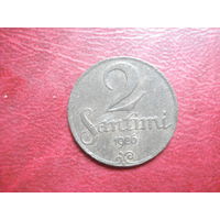 2 сантима Латвия 1926 год