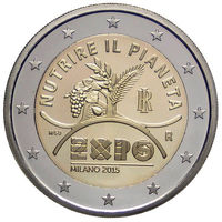 2 евро 2015 Италия Expo 2015 в Милане UNC из ролла