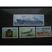 Марки - Науру, транспорт, флот, корабли, самолеты, машины
