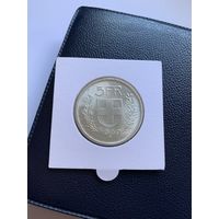 Швейцария, 5 франков 1969г."В" серебро