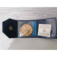 Настольная медаль Саммит Италия -СССР 1989г с сертификатом.Бронза
