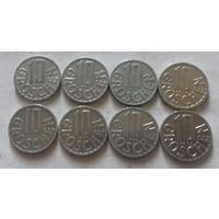 10 грошей, Австрия 1959, 1974, 1979, 1990, 1991, 1993, 1996 г.