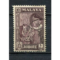 Малайские штаты - Джохор - 1960 - Султан Ибрагим ибн Исмаил и тигр 10С - [Mi.148] - 1 марка. Гашеная.  (Лот 56FB)-T25P9