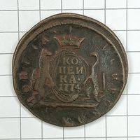 Монета 1 копейка 1774 год.  Екатерина II. Сибирь. Сибирская Российская империя. С рубля.