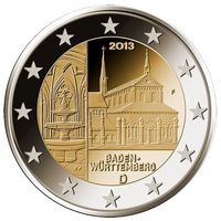 2 евро 2013 Германия A Федеральные земли Германии - Монастырь Маульбронн, Баден-Вюртемберг UNC из ролла