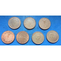 Лот 5 евроцентов (Бельгия, Германия, Ирландия, Испания, Литва, Нидерланды, Франция). Всего 7 монет