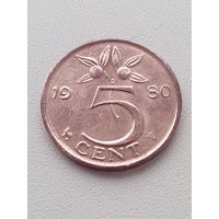 5 центов 1980 г. Нидерланды.