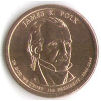 1 доллар США 2009 год 11-й Президент Джеймс Нокс Полк _состояние аUNC