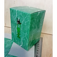 Коробочка картонная подарочная, зелёная, пр-во Япония. Чайная тема