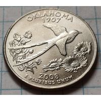 США 1/4 доллара, 2008 Квотер штата Оклахома      D      ( 2-6-1 )