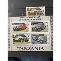 Танзания 1986. 100 летие автомобилестроения. Малый лист