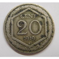 Италия 20 центов 1919 г