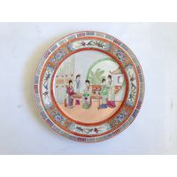 Тарелка старый Китай ручная роспись 26см интерьерная