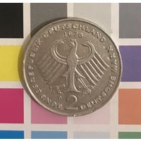 Германия 2 марки 1976 1949-1969 Теодор Хойс