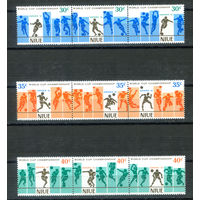 Ниуэ - 1981г. - Футбол - полная серия, MNH, 3 марки с отпечатками на клее [Mi 424-432] - 9 марок - 3 сцепки