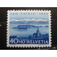 Швейцария, 1955, пейзаж**, концевая, Михель 6,0 евро
