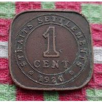 Стрейтс-Сетлментс 1 цент 1920 года. Король Георг V.