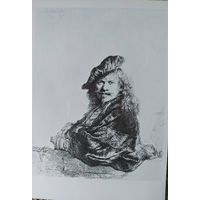 Рембрандт автопортрет (рисунок) открытка 10.5х15см