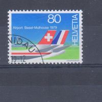 [198] Швейцария 1979. Авиация.Аэропорт.Самолеты. Гашеная концевая марка серии.