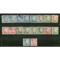 Король Густав VI. Стандартный выпуск. Швеция. 1951-1966. Серия 18 марок