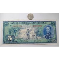 Werty71 Венесуэла 5 боливаров 1966  400 лет Каракасу банкнота