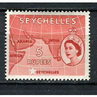 Британские колонии - Сейшелы - 1954/1957 - Королева Елизавета II. Карта 5R - [Mi.187] - 1 марка. MH.  (Лот 80Di)