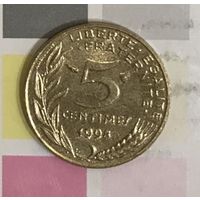 Франция 5 сантимов 1998 B