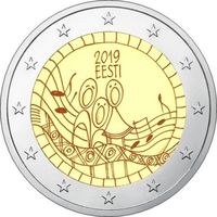2 евро Эстония 2019  150-летие эстонского Праздника песни UNC из ролла