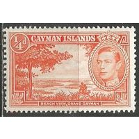 Кайманы. Король Георг VI. Вид на пляж. 1938г. Mi#101.