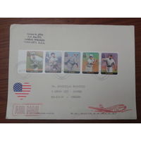 США 2001 бейсбол конверт, прошедший почту марки на конверте стоят 4 евро