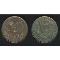 Кипр km55.1 5 центов 1983 год (5-сплошная) (m102)