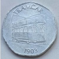 Жетон транспортный Великобритания 20 пенсов. Трамвай TRAMCAR 1903
