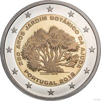 2 евро 2018 Португалия 250-летие Ботанического сада Ажуда UNC из ролла