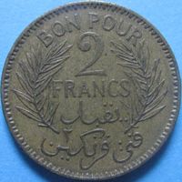 1к Тунис 2 франка 1945 В ХОЛДЕРЕ распродажа коллекции