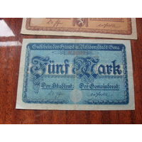 ГЕРМАНИЯ 5 марок  GERA (ГЕРА) 1919  Нотгельд  Гроссгельд
