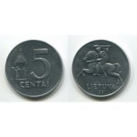 Литва. 5 центов (1991, aUNC)