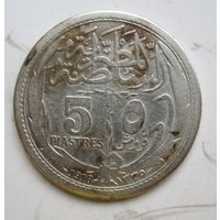 Египет 5 пиастров 1916 серебро  .29-309