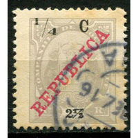 Португальские колонии - Мозамбик (Comp de Mocambique) - 1916 - Надпечатка нового номинала 1/4C на 2 1/2R - [Mi.92] - 1 марка. Гашеная.  (Лот 92BE)