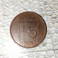 5 центов 1985 года Нидерланды. Королева Беатрис. Красивая монета! Патина!