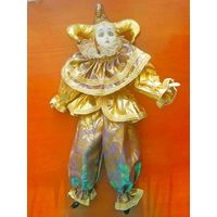Клоун-арлекин фарфоровый в венецианском стиле (42 см)