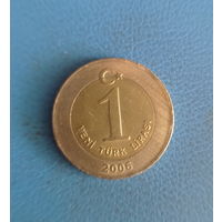 Турция 1 новая лира 2006 год биметалл