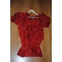 Шикарнейшая женская блуза-воздушная-насыщенного, красного цвета-фирмы-ZUPPE-Индия-размер-40/42-44-(S/M)!