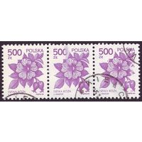 Лечебные растения Польша 1989 год сцепка из 3-х марок