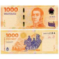 Аргентина. 1000 песо (образца 2023 года, серия A, UNC)