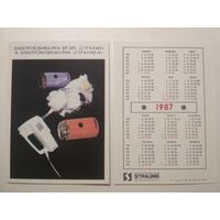 Карманный календарик. Страуме. 1987 год