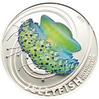 Острова Питкэрн 2 доллара 2011г. "Медуза". Монета в капсуле; сертификат. СЕРЕБРО 15,5гр.