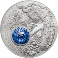 RARE Острова Кука 10 долларов 2017г. Royal Delft: "Павлин - Pavo Christatus". Монета в капсуле, подарочном футляре; номерной сертификат; коробка. СЕРЕБРО 50гр.